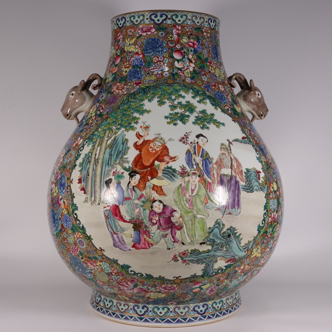 A Exquisite Doucai Figures Pattern Sheep Head Vase - 7
