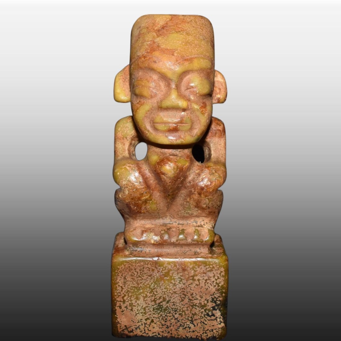 A Exquisite Gaogu Jade Figures Ornament: A Exquisite Gaogu Jade Figures Ornament,Ancient Time, China,Size:8.7inx3.3in,Weight:1790g 高古玉人物摆件,远古时期