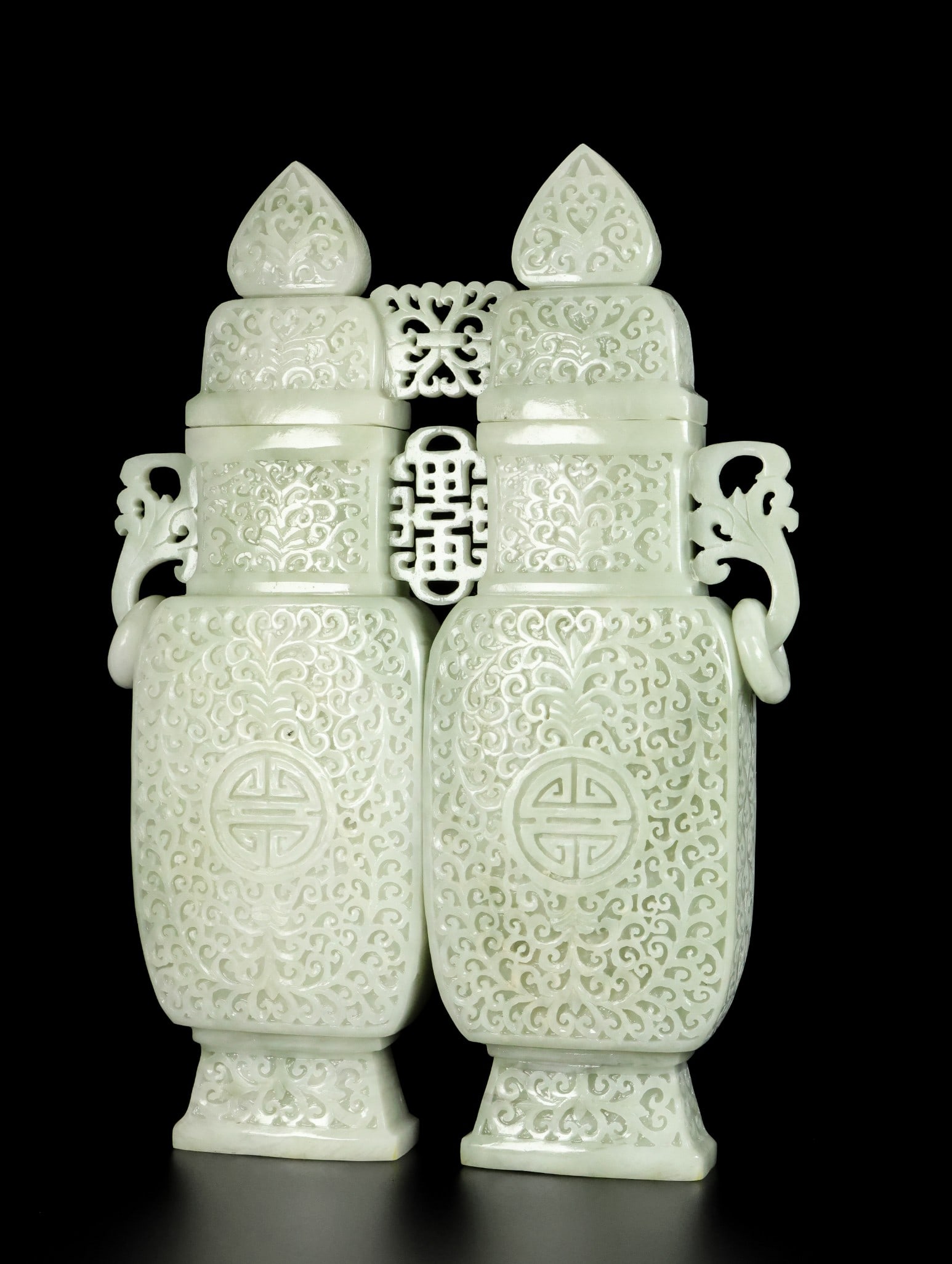 A Exquisite Hotan Jade Scroll Pattern Vase - 7