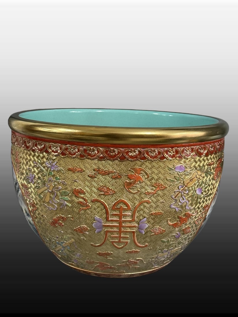 A Exquisite Gold Ground Landscape Pattern Vat - 2