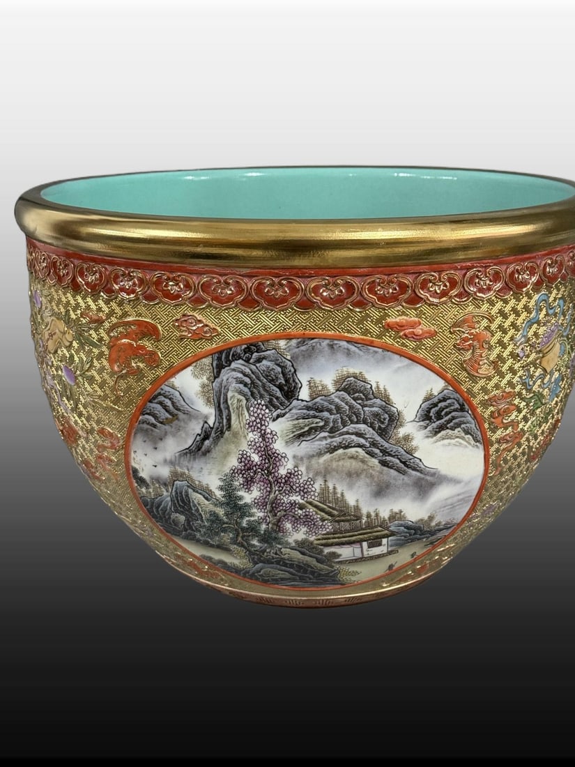 A Exquisite Gold Ground Landscape Pattern Vat - 3