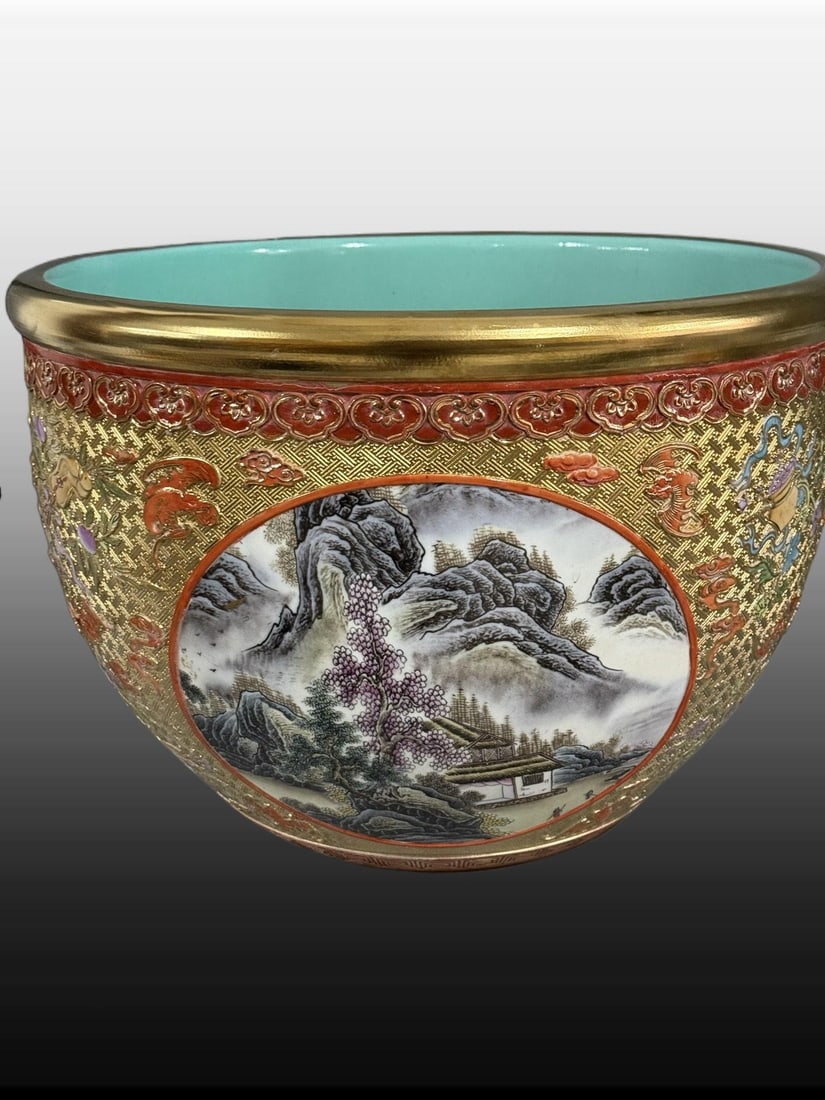 A Exquisite Gold Ground Landscape Pattern Vat - 4