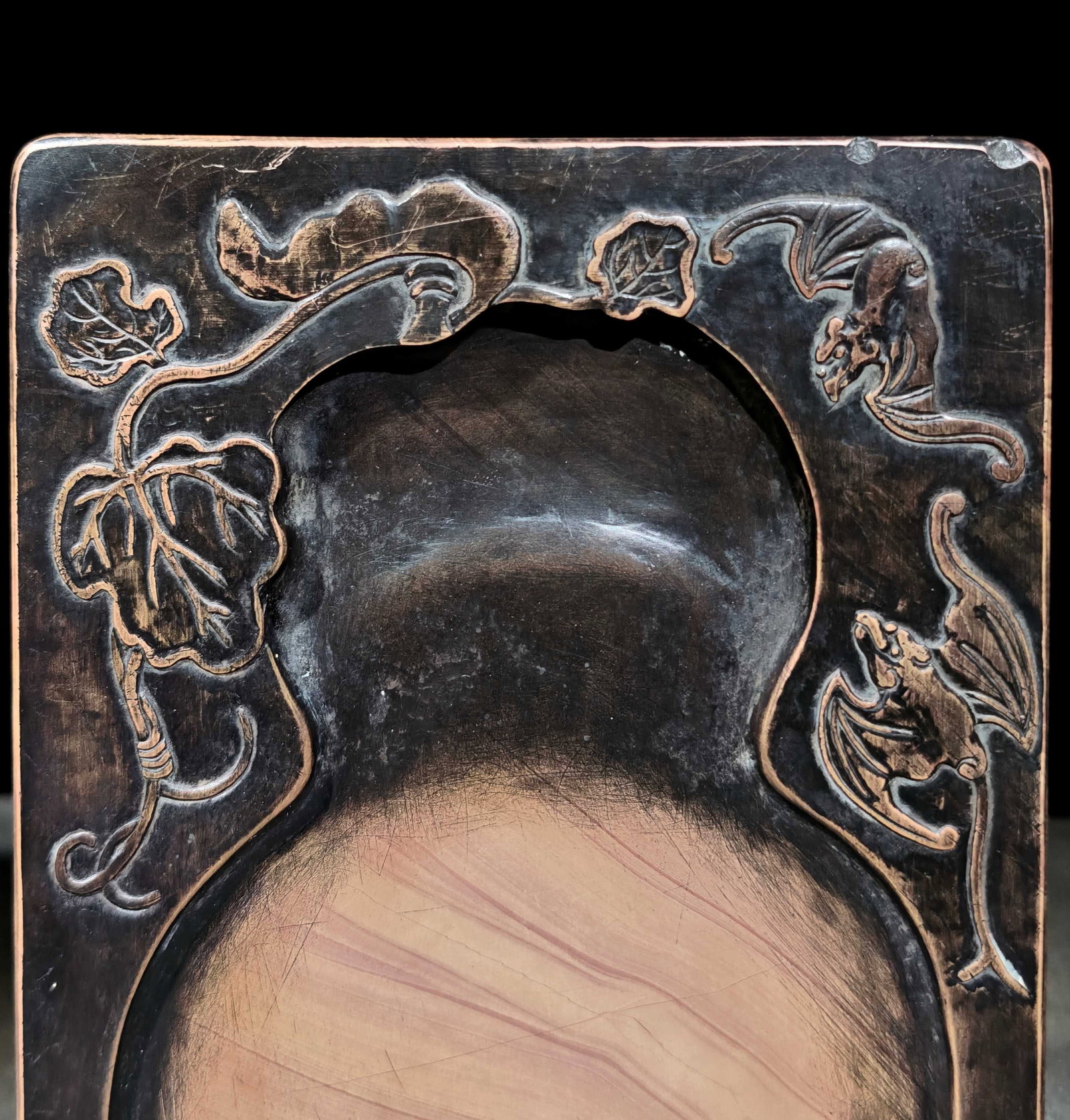 A Exquisite Bats and Gourd Pattern Inkstone - 2
