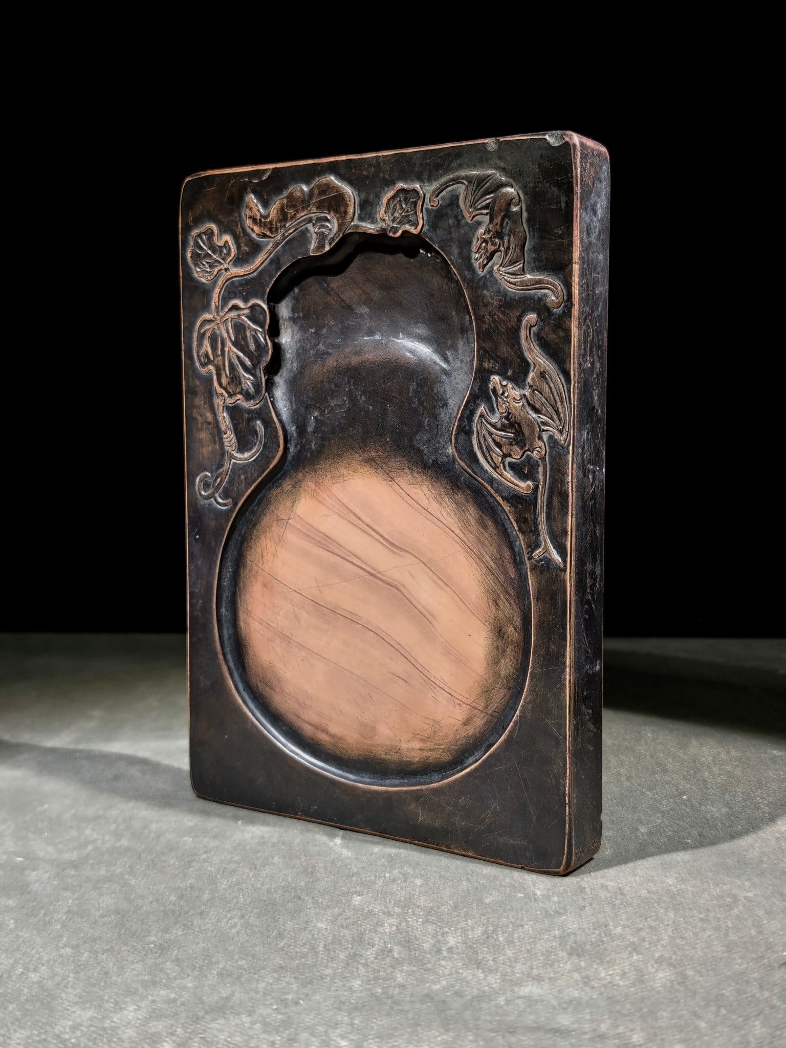 A Exquisite Bats and Gourd Pattern Inkstone - 3
