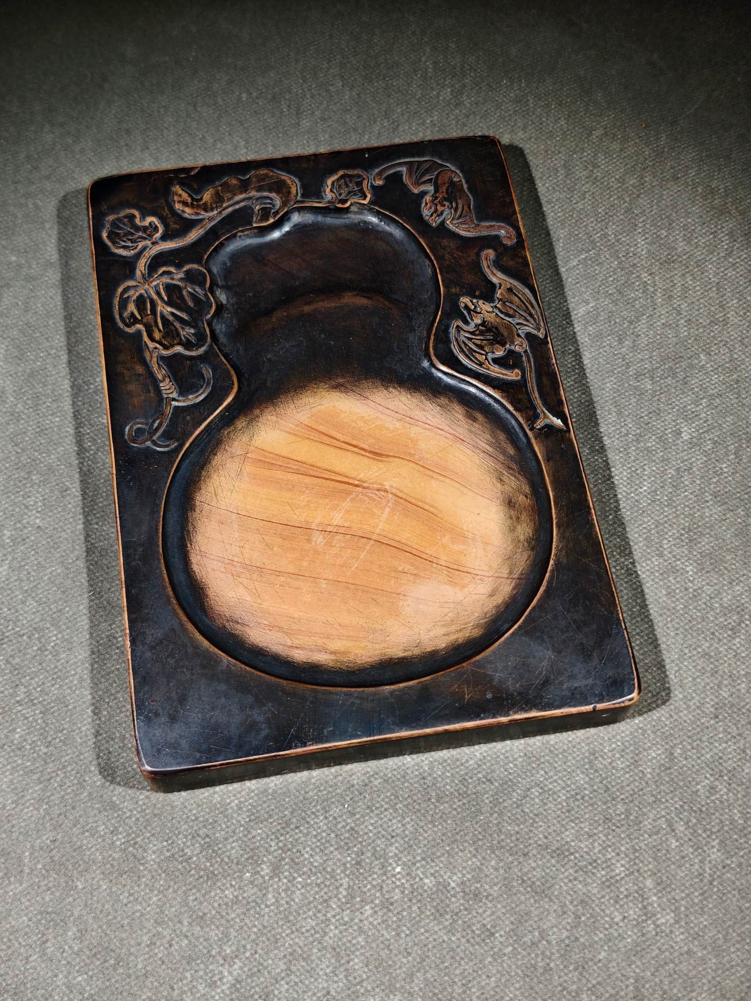 A Exquisite Bats and Gourd Pattern Inkstone - 6