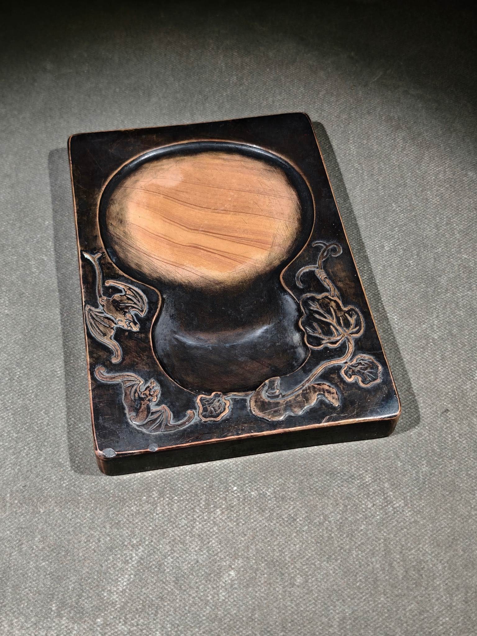 A Exquisite Bats and Gourd Pattern Inkstone - 7