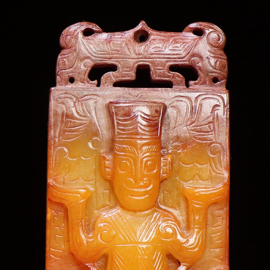 A Exquisite Hetian Jade Figures Pattern Brand - 2