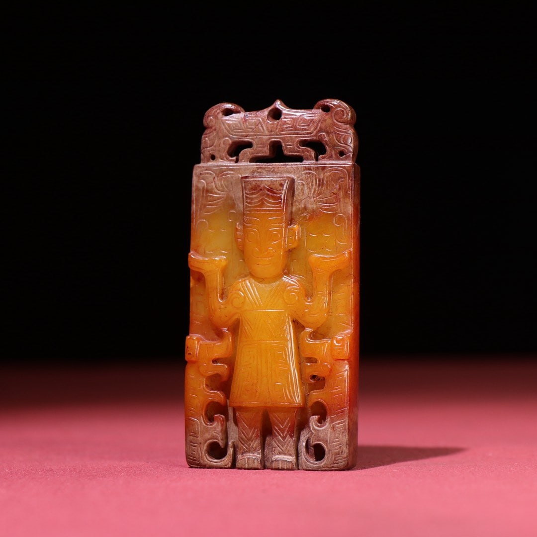 A Exquisite Hetian Jade Figures Pattern Brand - 5
