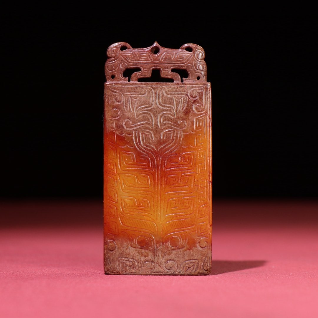 A Exquisite Hetian Jade Figures Pattern Brand - 7