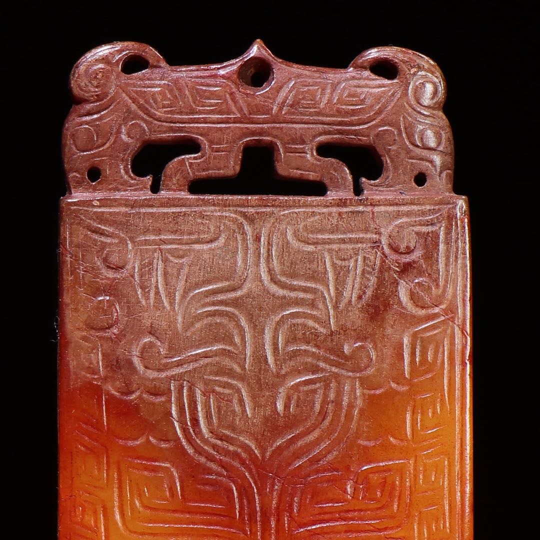 A Exquisite Hetian Jade Figures Pattern Brand - 8