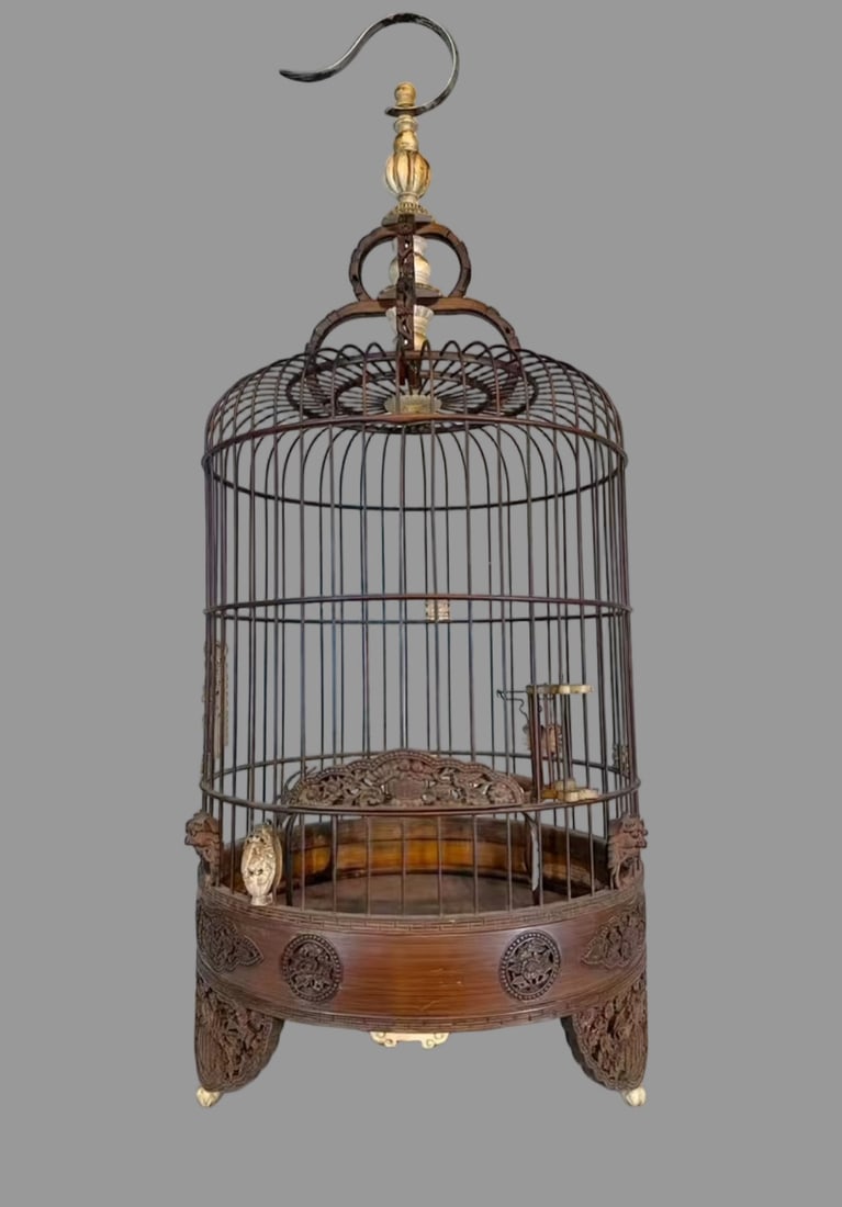 A Exquisite Bamboo Inlaid Gems Birdcage (1 of 6)