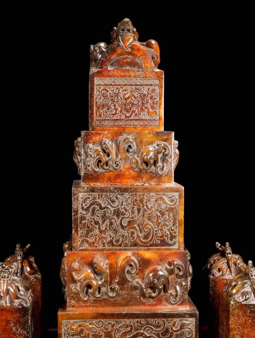 A Exquisite Hotan Jade Dragon Pattern Seal - 6