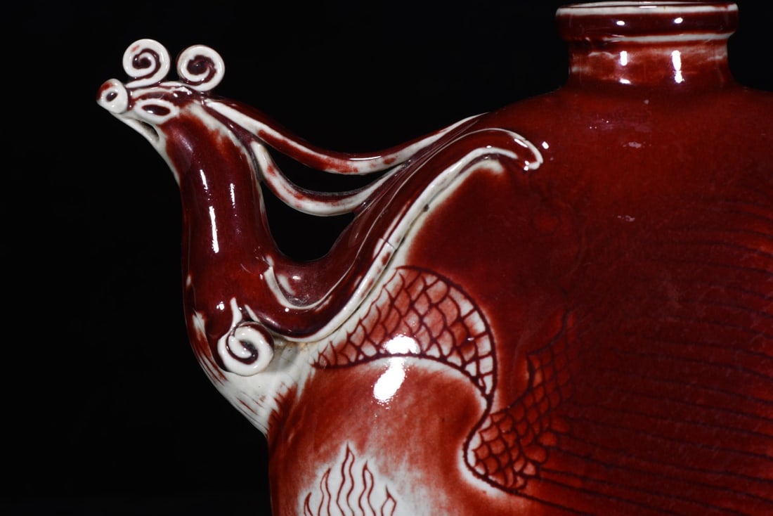 A Exquisite Red Glazed Phoenix Head Ewer - 8
