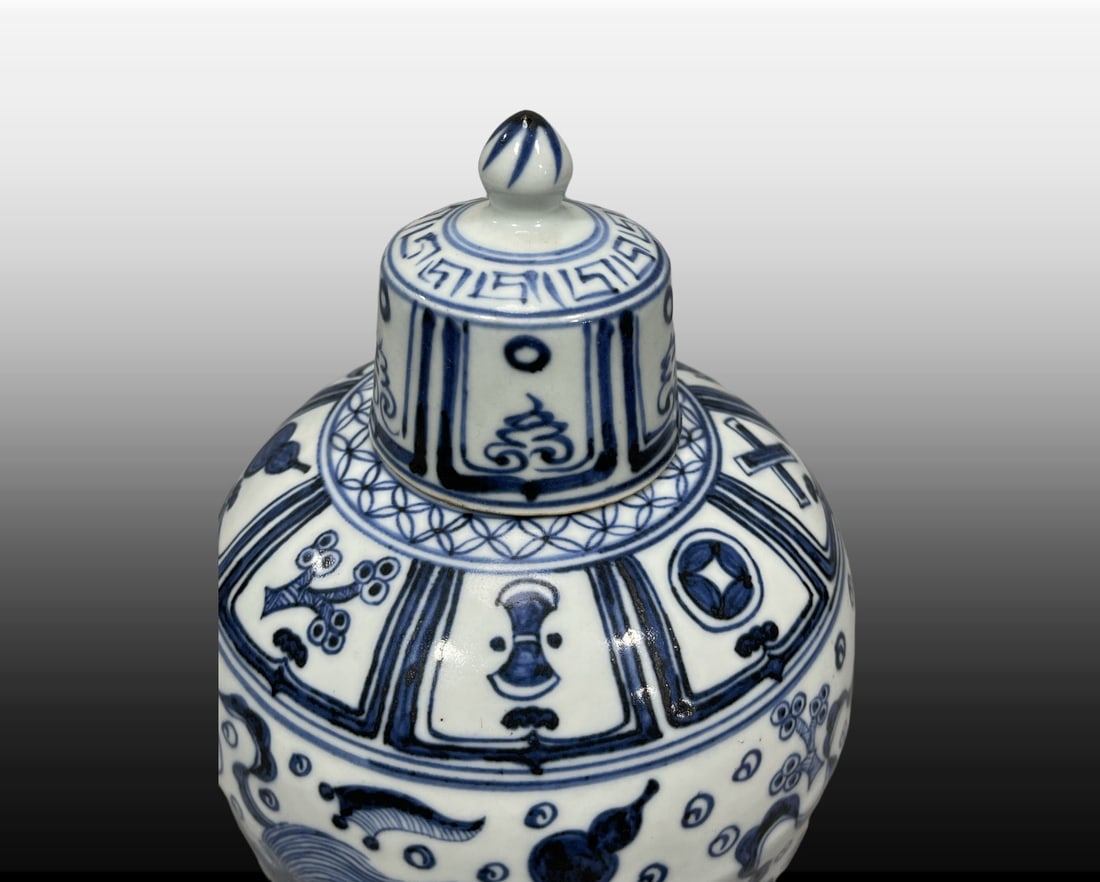 A Exquisite Blue and White Lion Pattern Vase - 5