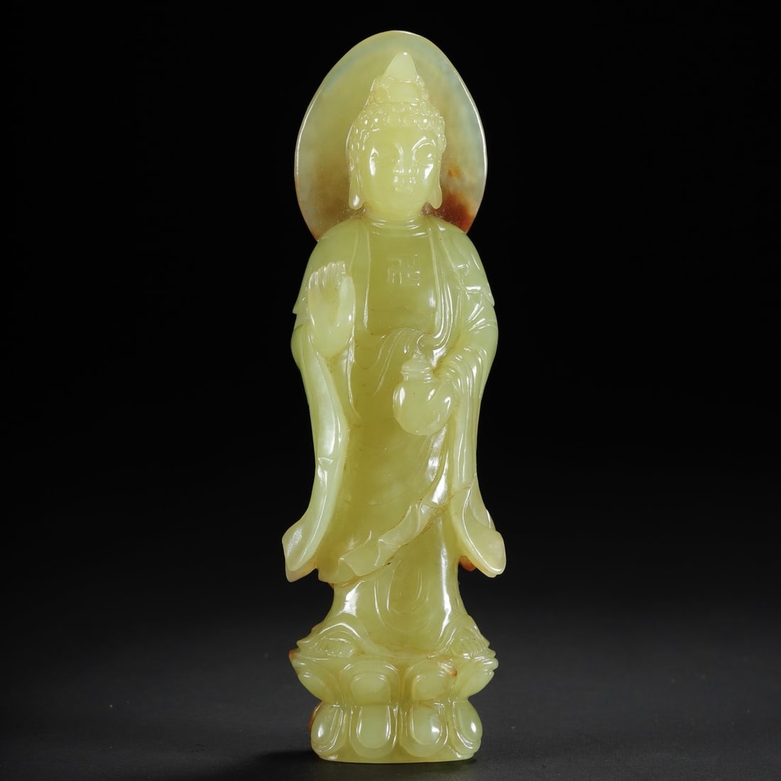 A Exquisite Hotan Yellow Jade Buddha statue Ornament: A Exquisite Hotan Yellow Jade Buddha statue Ornament,Qing Dynasty, China,Size:4.3inx1.3inx0.7in,Weight:93g