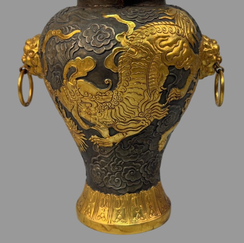 A Exquisite Bronze Gold Plated Dragon Pattern Jar - 11