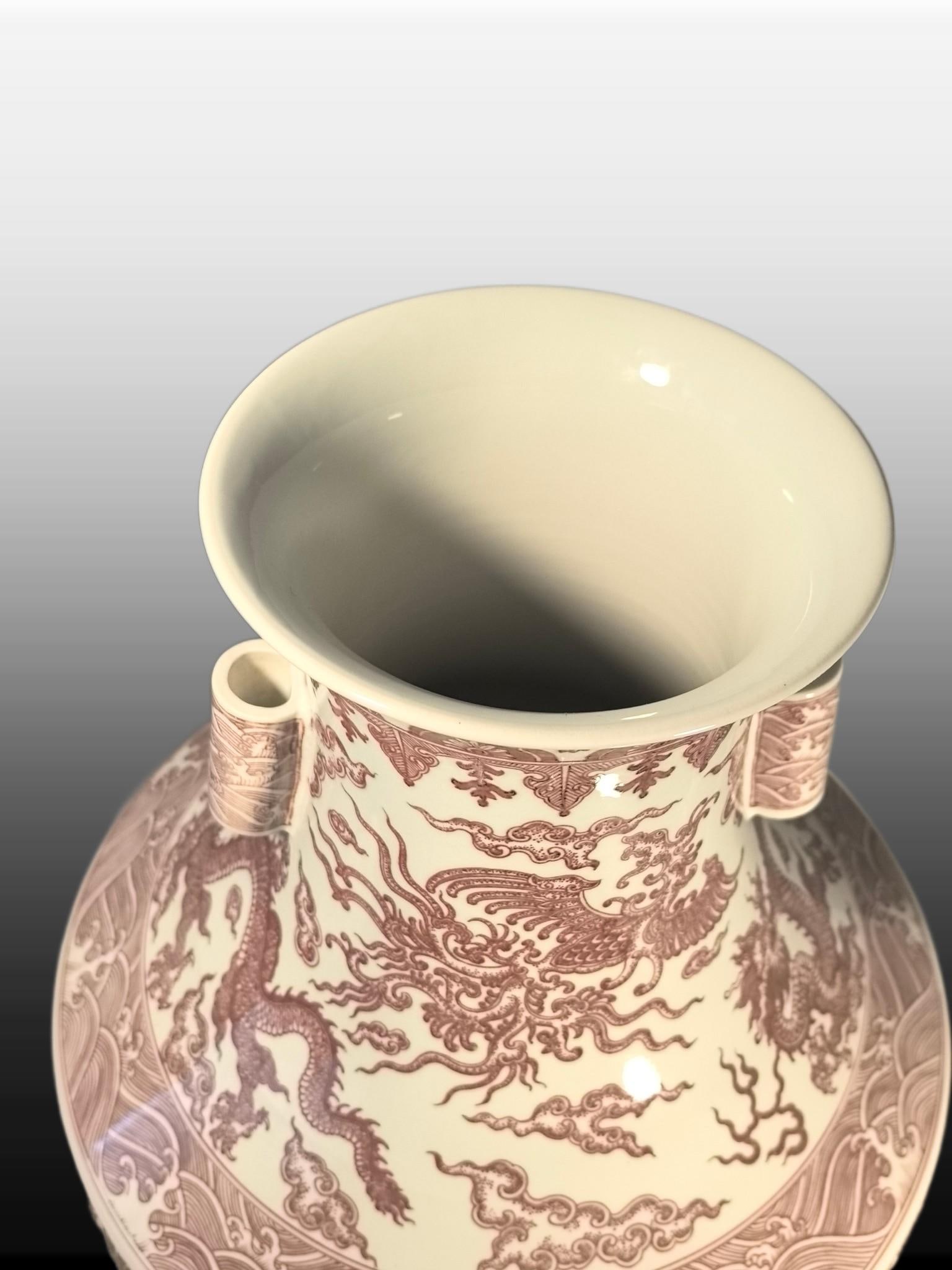 A Exquisite Underglaze-Red Dragon and Phoenix Pattern Vase - 5