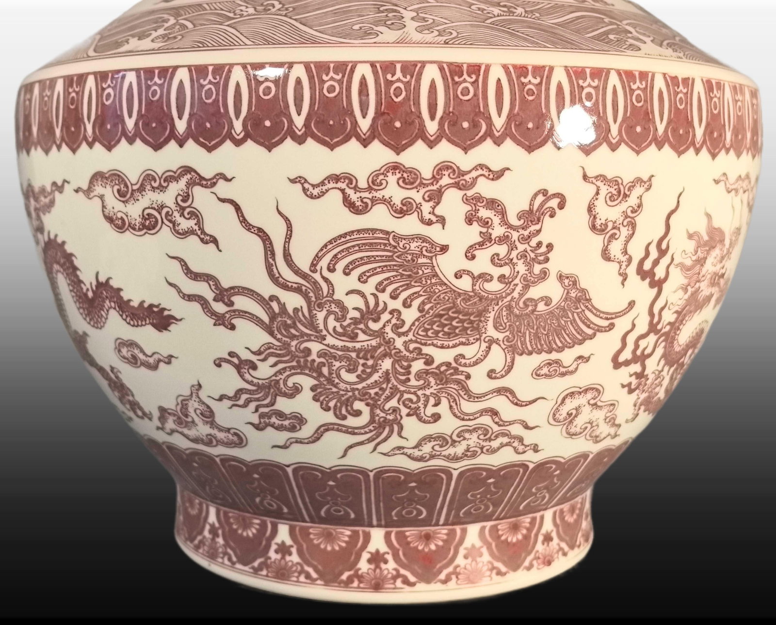 A Exquisite Underglaze-Red Dragon and Phoenix Pattern Vase - 8