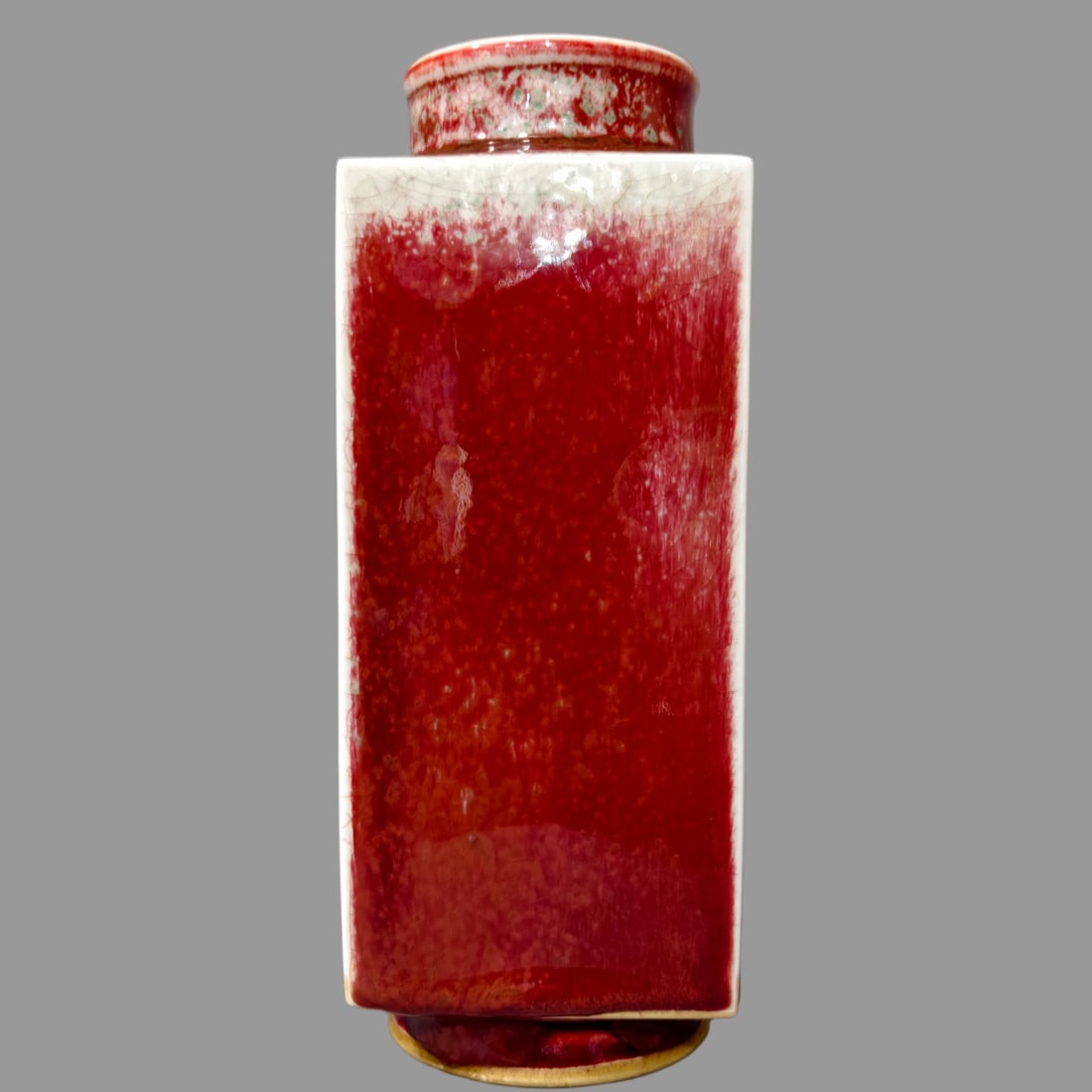 A Exquisite Lang Red Glazed Square Vase - 4