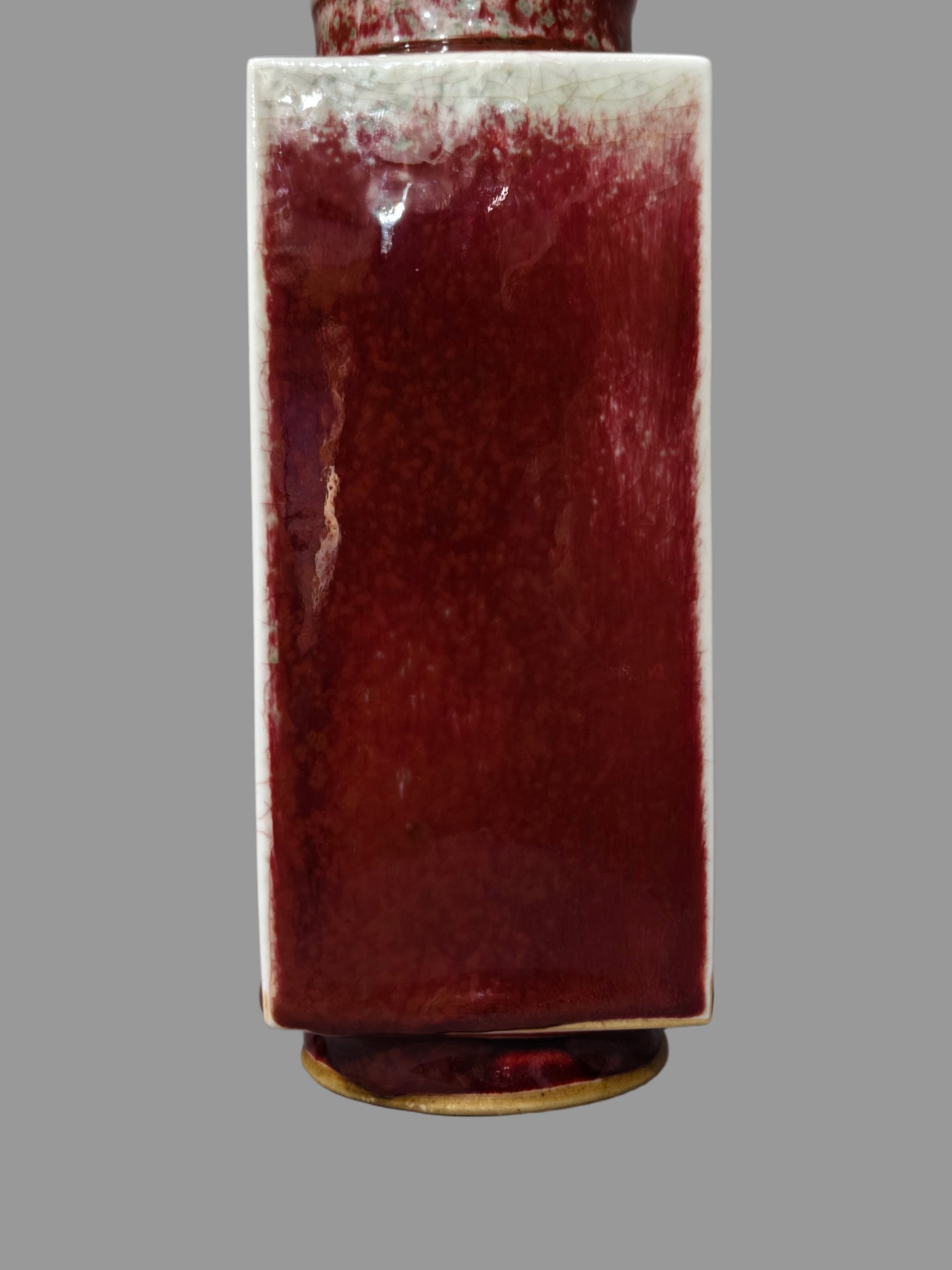 A Exquisite Lang Red Glazed Square Vase - 7