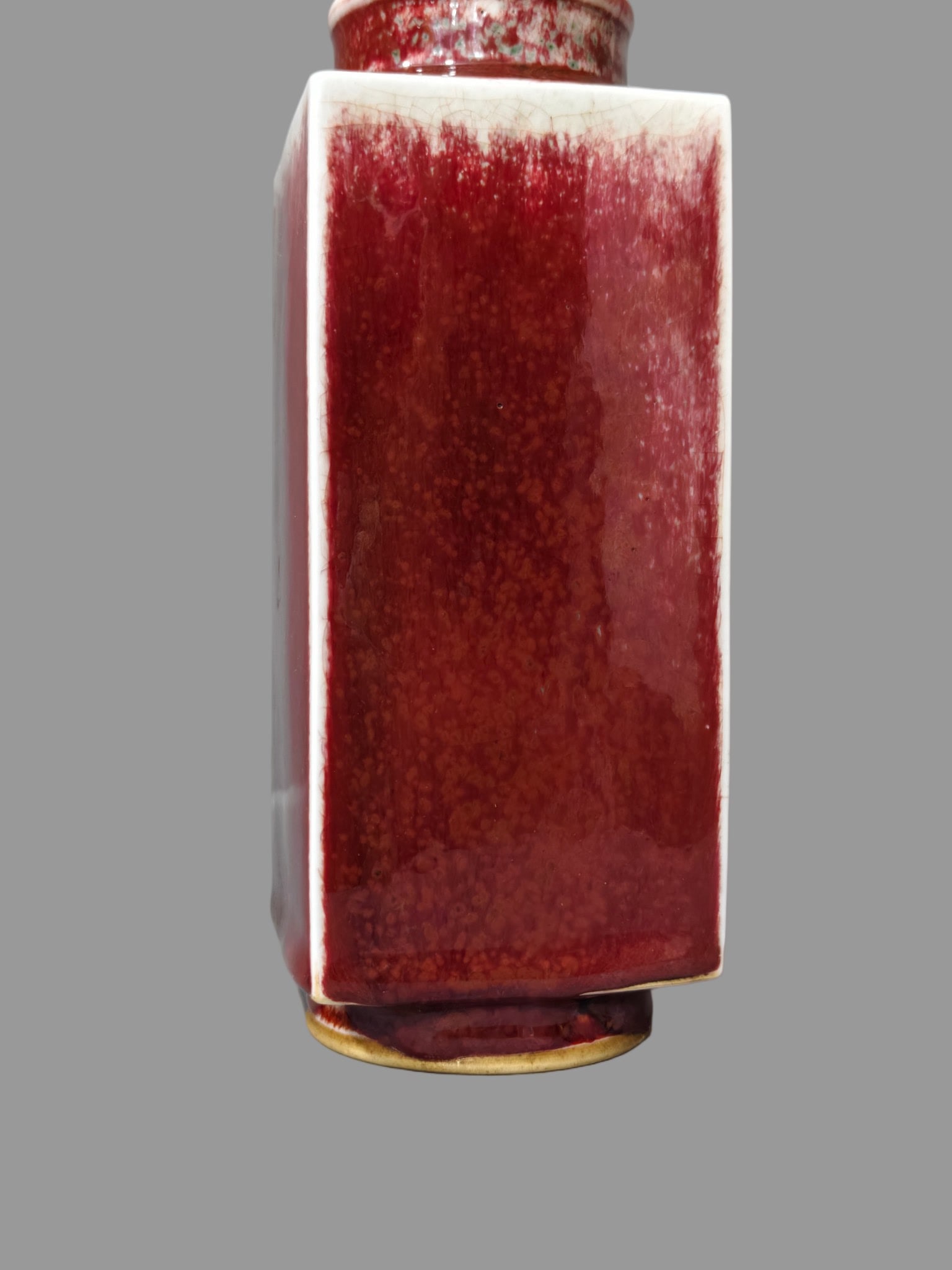 A Exquisite Lang Red Glazed Square Vase - 8