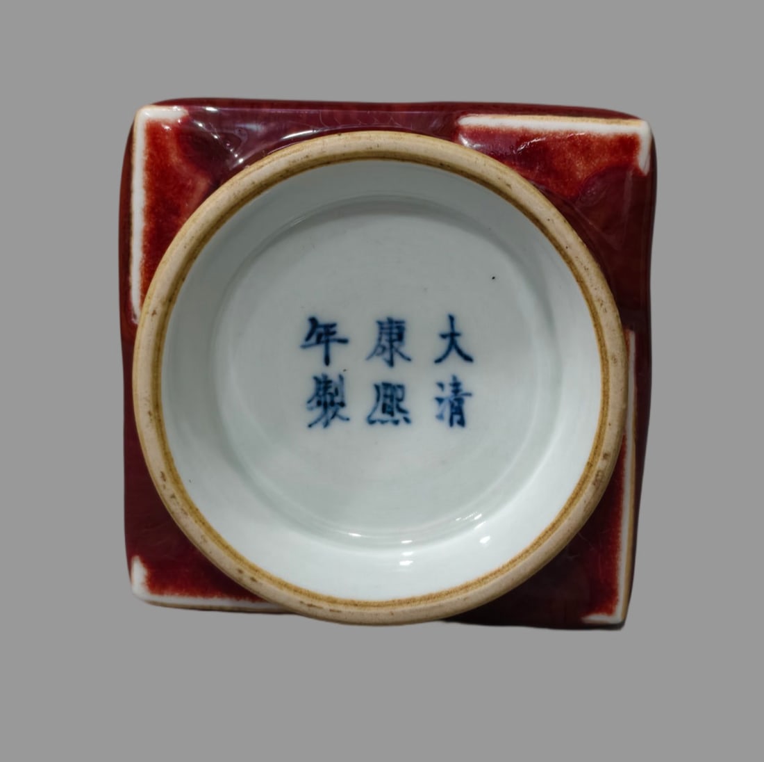 A Exquisite Lang Red Glazed Square Vase - 9