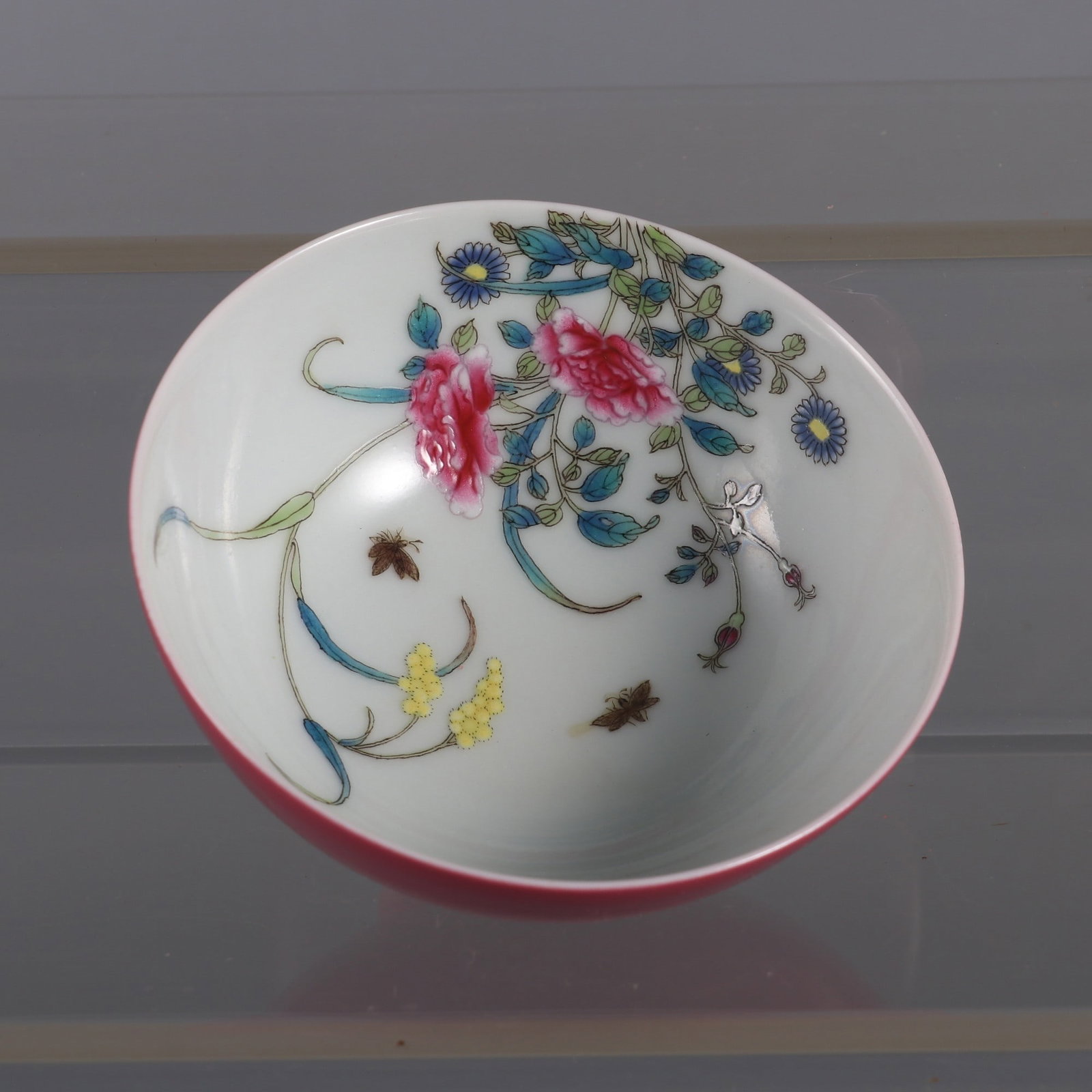 A pair of Exquisite Ruby Red-Glazed Flower Pattern Cup - 4