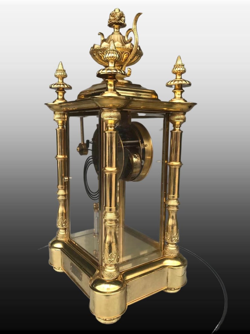 A Exquisite Gilt Bronze Mantel Clock - 6