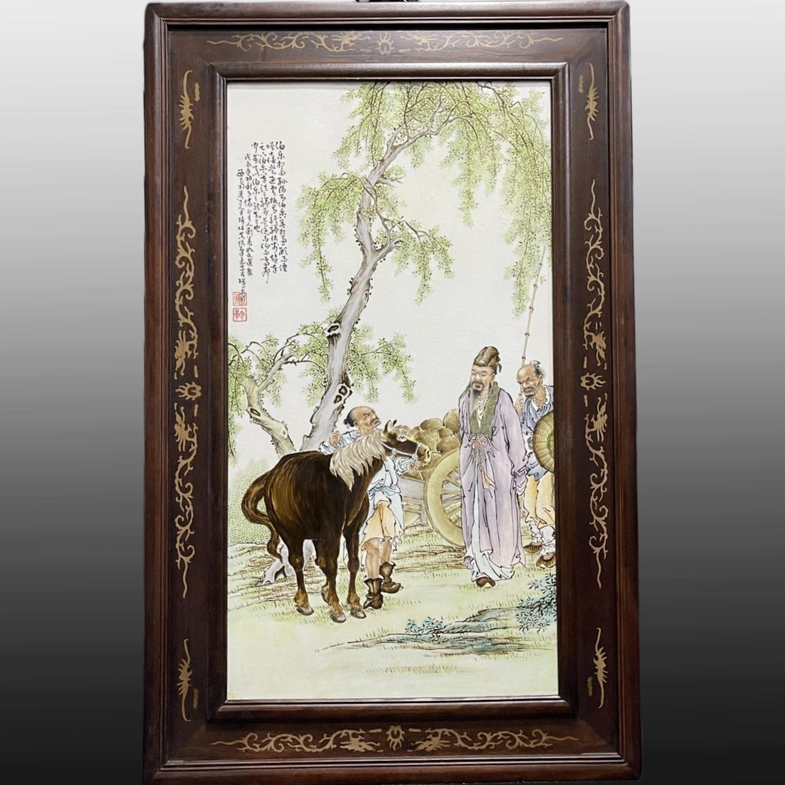 A Exquisite Famille-Rose Figures Pattern Porcelain Plate: A Exquisite Famille-Rose Figures Pattern Porcelain Plate,Republic of China,Size:39.4inx25.2in 粉彩人物纹瓷板画,民国