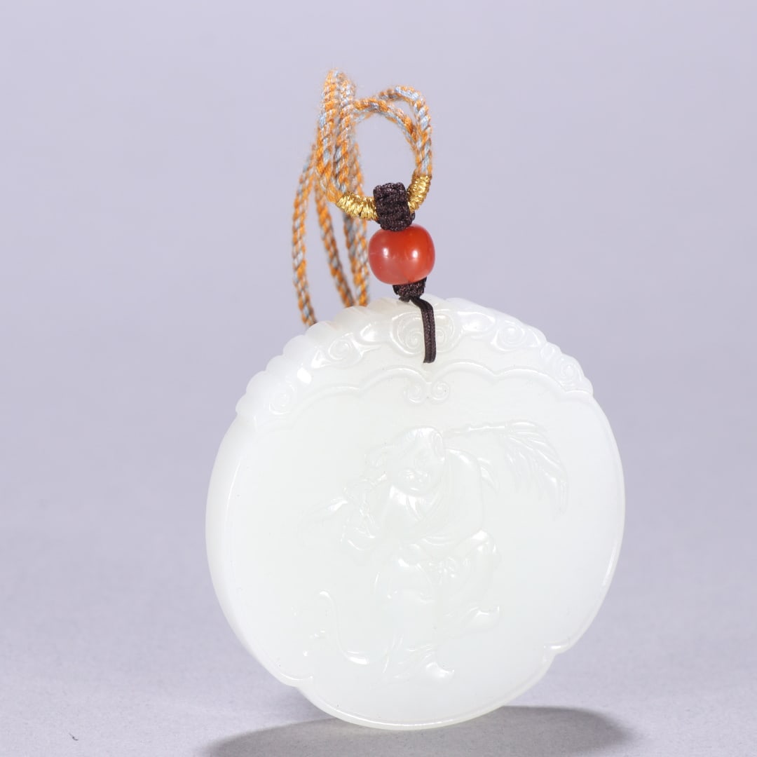 A Exquisite Hotan Jade Character and Story Pattern Brand: A Exquisite Hotan Jade Character and Story Pattern Brand,Qing Dynasty, China,With Mark,Size:2.1inx2in,Weight:50.6g