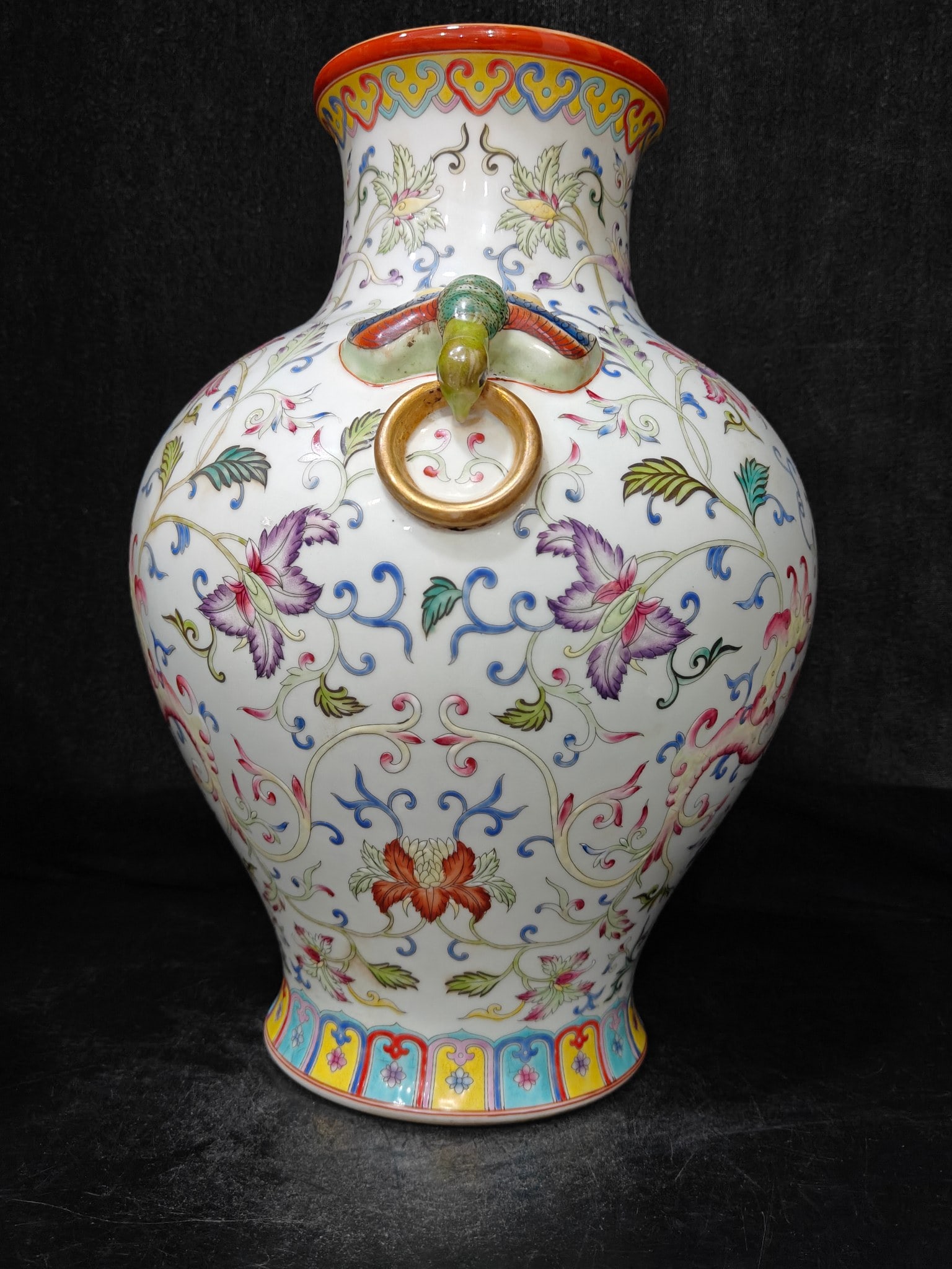 A Exquisite Enamel Lotus Pattern Double-Ears Vase - 2