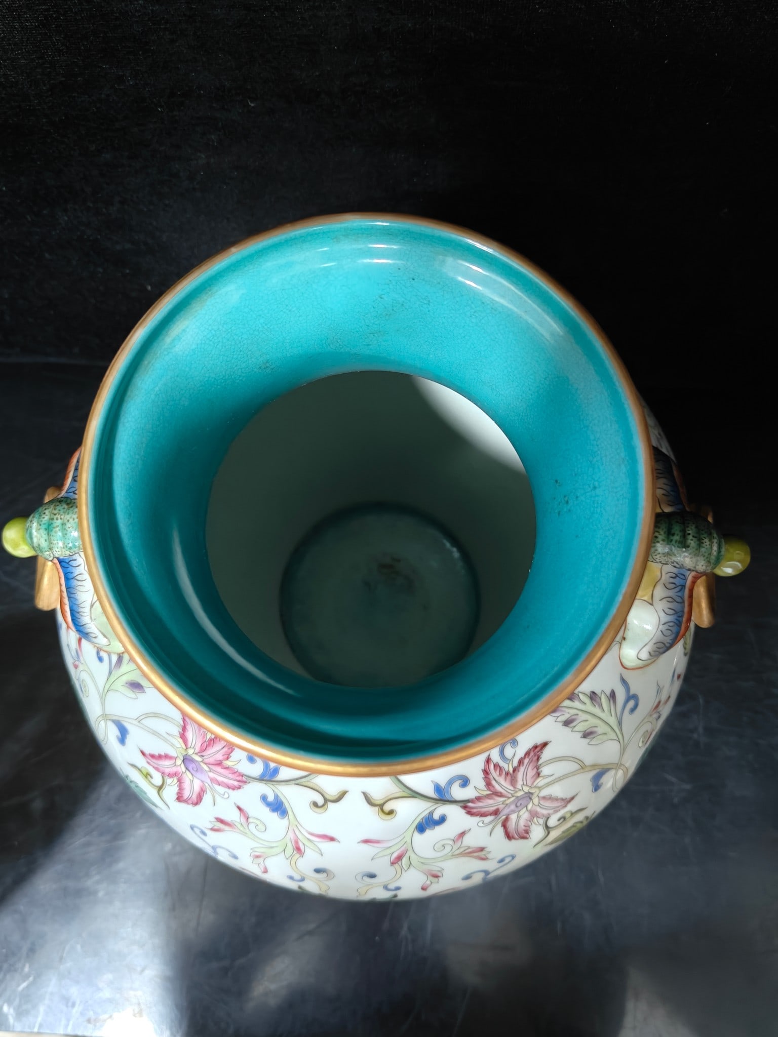 A Exquisite Enamel Lotus Pattern Double-Ears Vase - 3