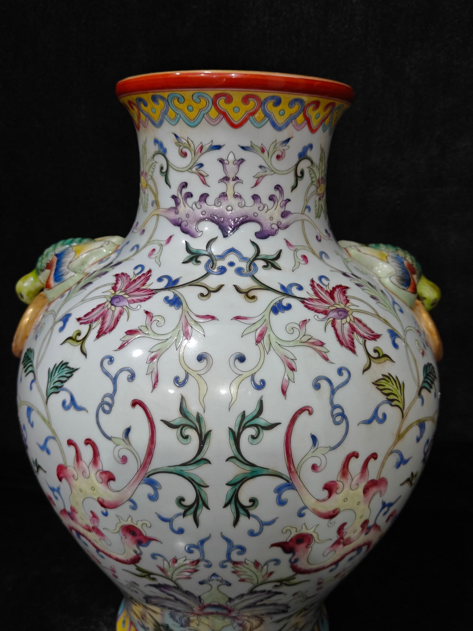 A Exquisite Enamel Lotus Pattern Double-Ears Vase - 4