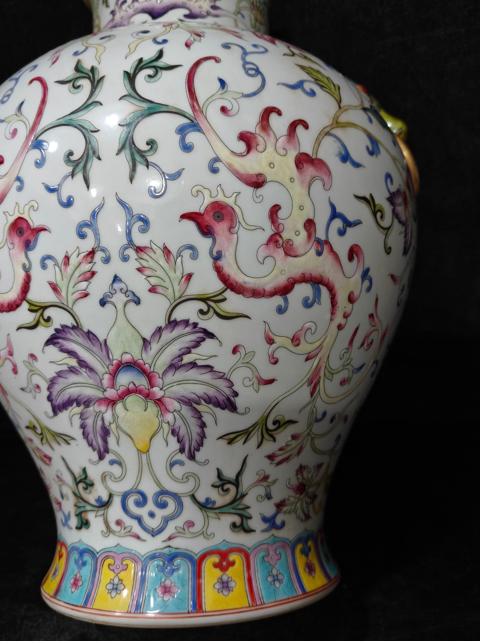 A Exquisite Enamel Lotus Pattern Double-Ears Vase - 8