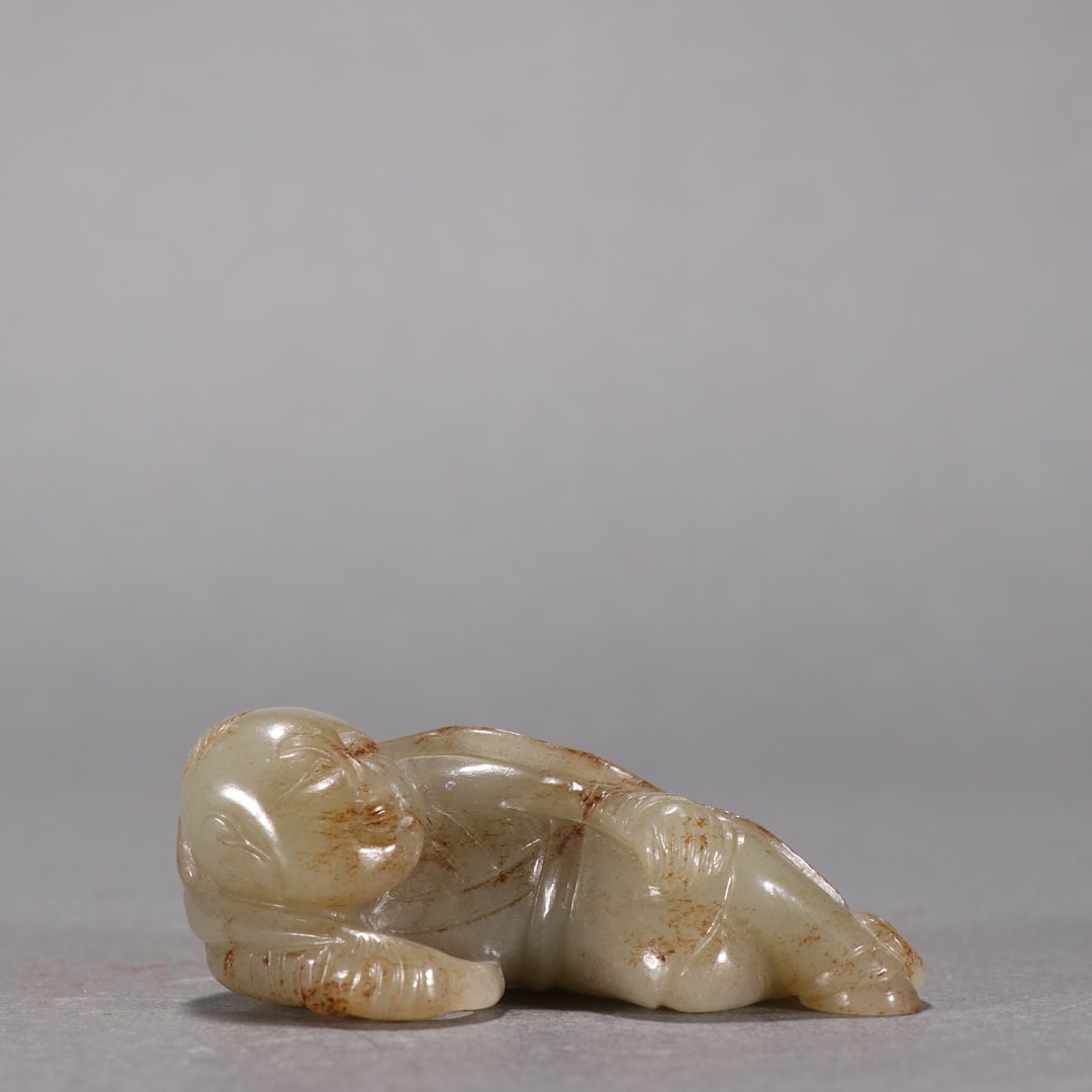 A Exquisite Hotan Jade Figures Ornament: A Exquisite Hotan Jade Figures Ornament,Qing Dynasty, China,Size:1inx2.6in,Weight:66.9g 和田玉人物摆件,中国清代