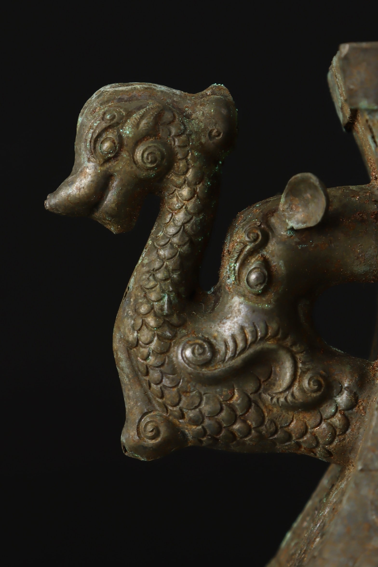 A Exquisite Copper Beast-Face Pattern Dragon-Ears Vase - 8