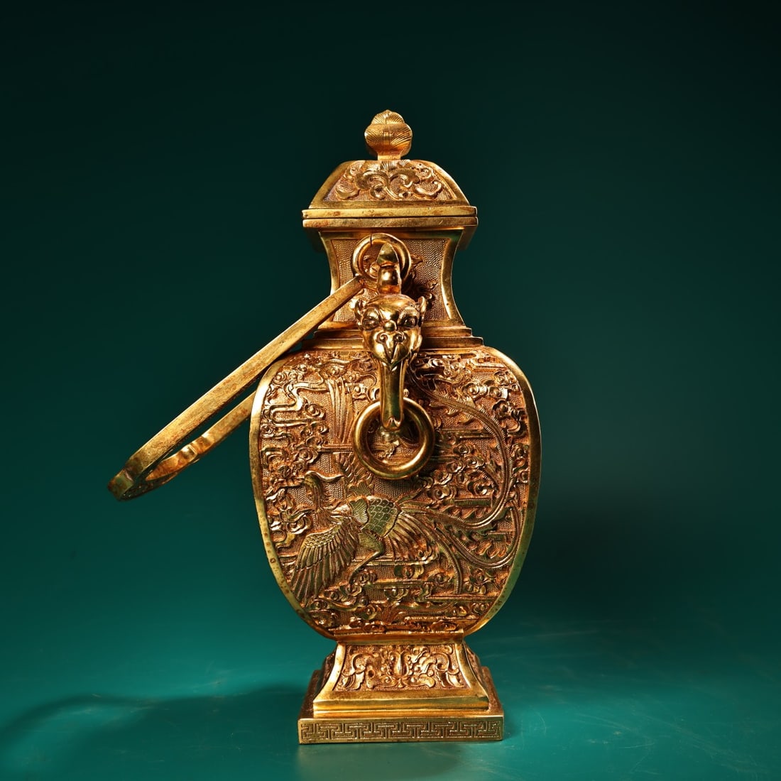 A Exquisite Bronze Inlaid Silver Phoenix Pattern Vase - 3