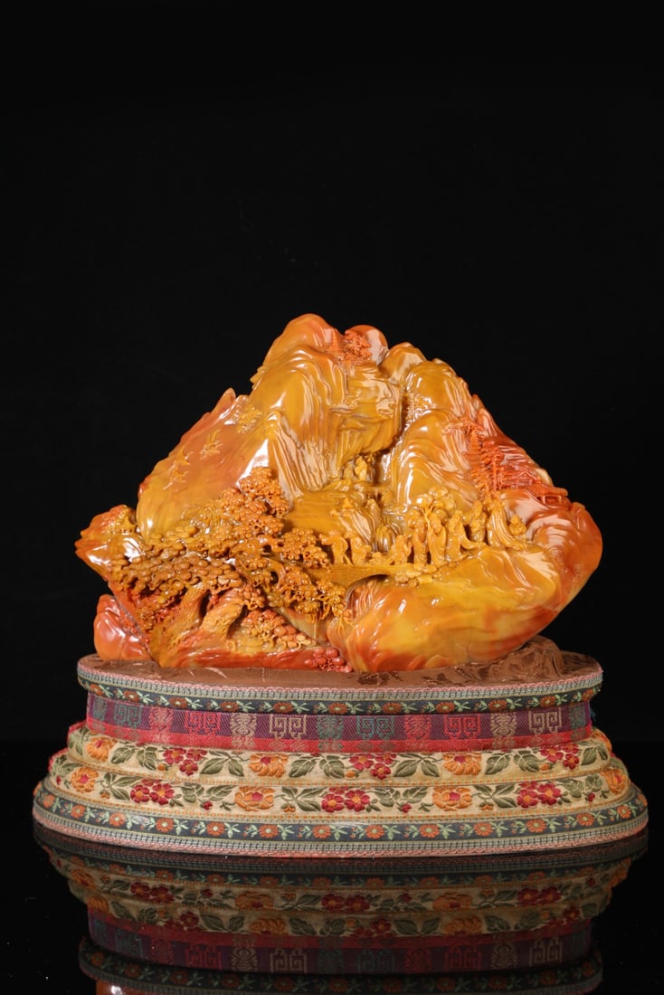 A Exquisite Shoushan Stone Character and Story Ornament: A Exquisite Shoushan Stone Character and Story Ornament,Qing Dynasty, China,With Mark,Size:9.8inx13in,Weight:8400g
