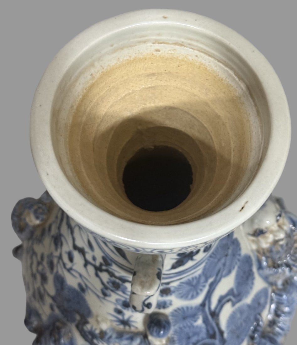 A Exquisite Blue and White Figures Pattern Double-Ears Vase - 5