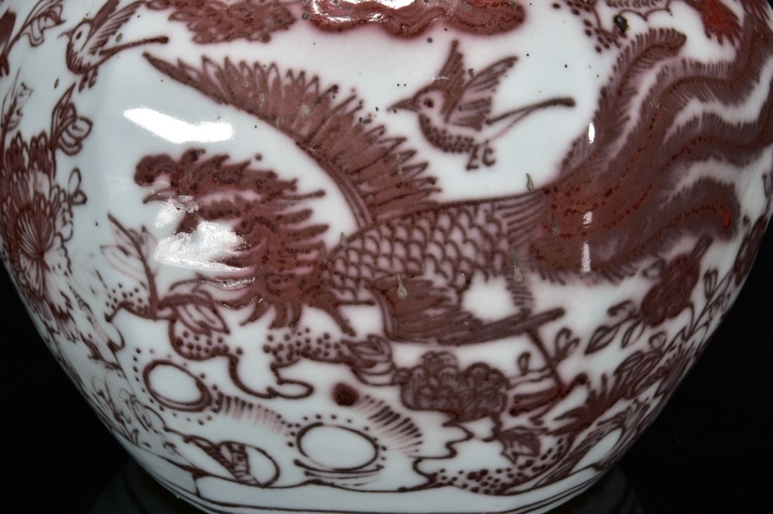A Exquisite Underglaze-Red Bird pattern Gourd Vase - 5