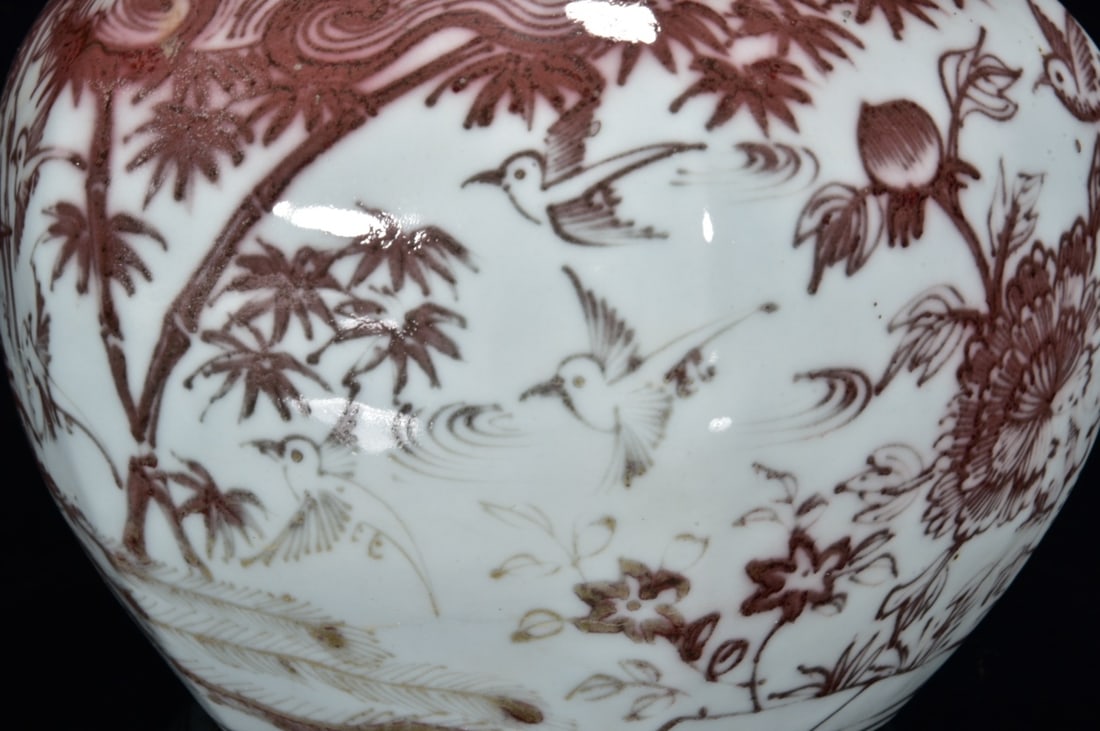 A Exquisite Underglaze-Red Bird pattern Gourd Vase - 6