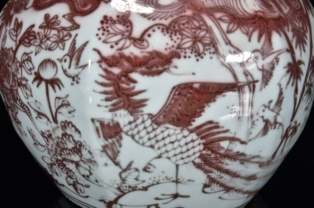 A Exquisite Underglaze-Red Bird pattern Gourd Vase - 7