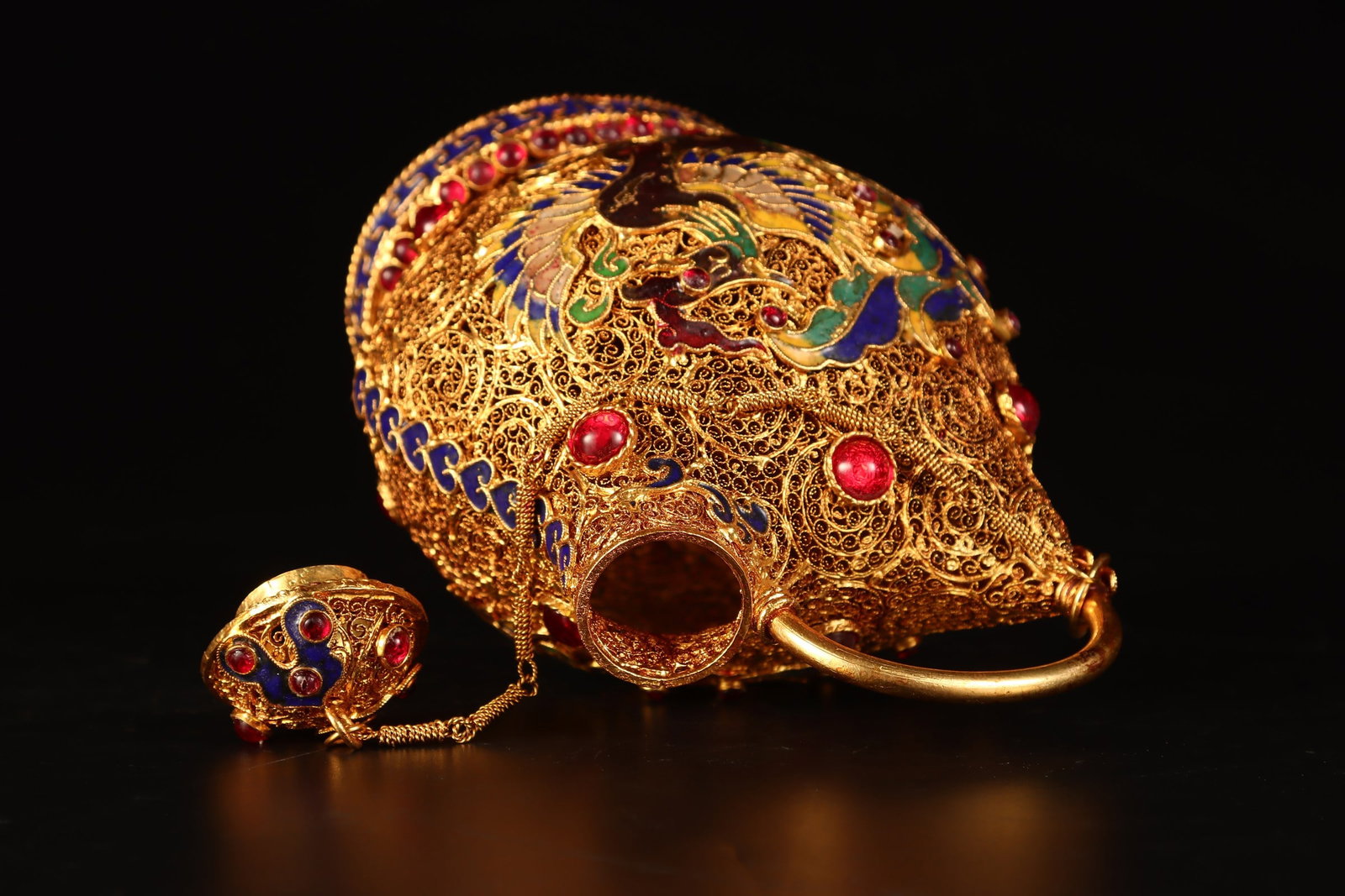 A Exquisite Filigree Gilt Phoenix Pattern Ewer - 6