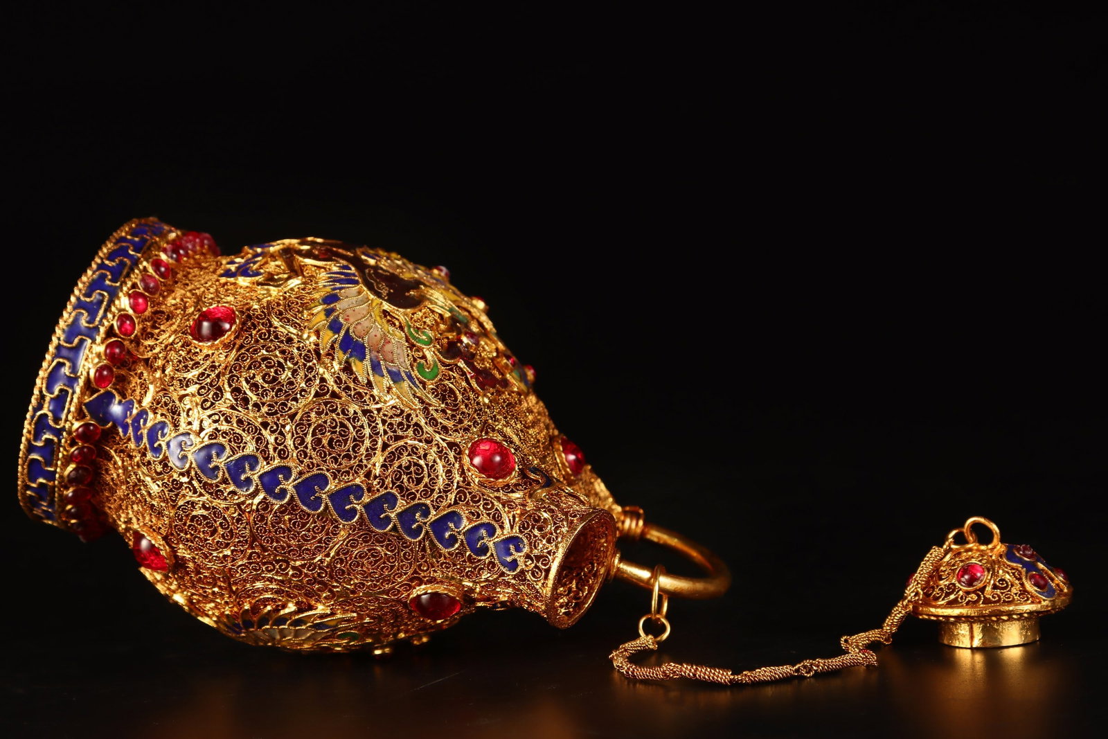A Exquisite Filigree Gilt Phoenix Pattern Ewer - 7