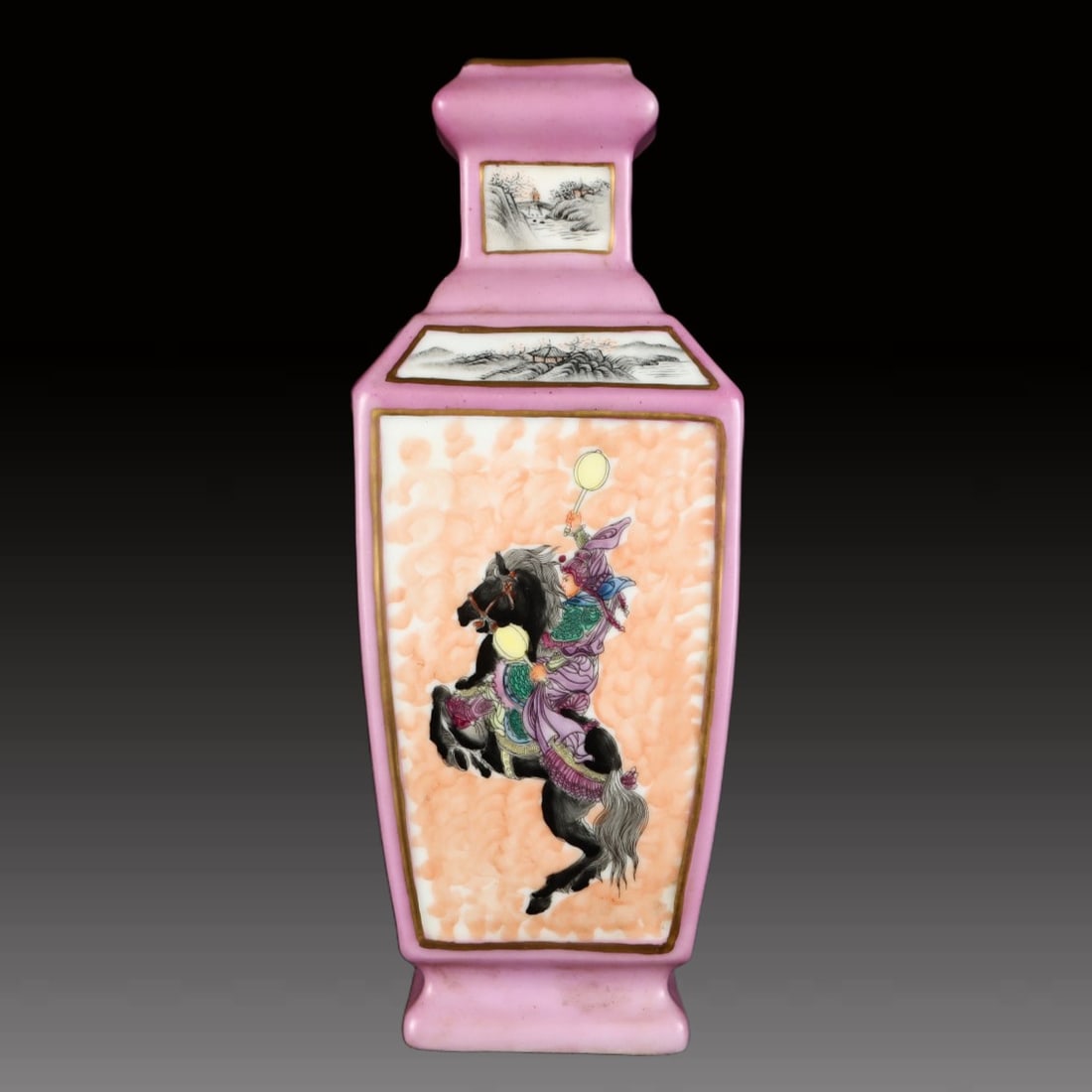 A Exquisite Enamel Painted Gold Character and Story Pattern Vase: A Exquisite Enamel Painted Gold Character and Story Pattern Vase,Qing Dynasty, China,Yongzheng Four-character Mark,Size:14.6inx3.9in