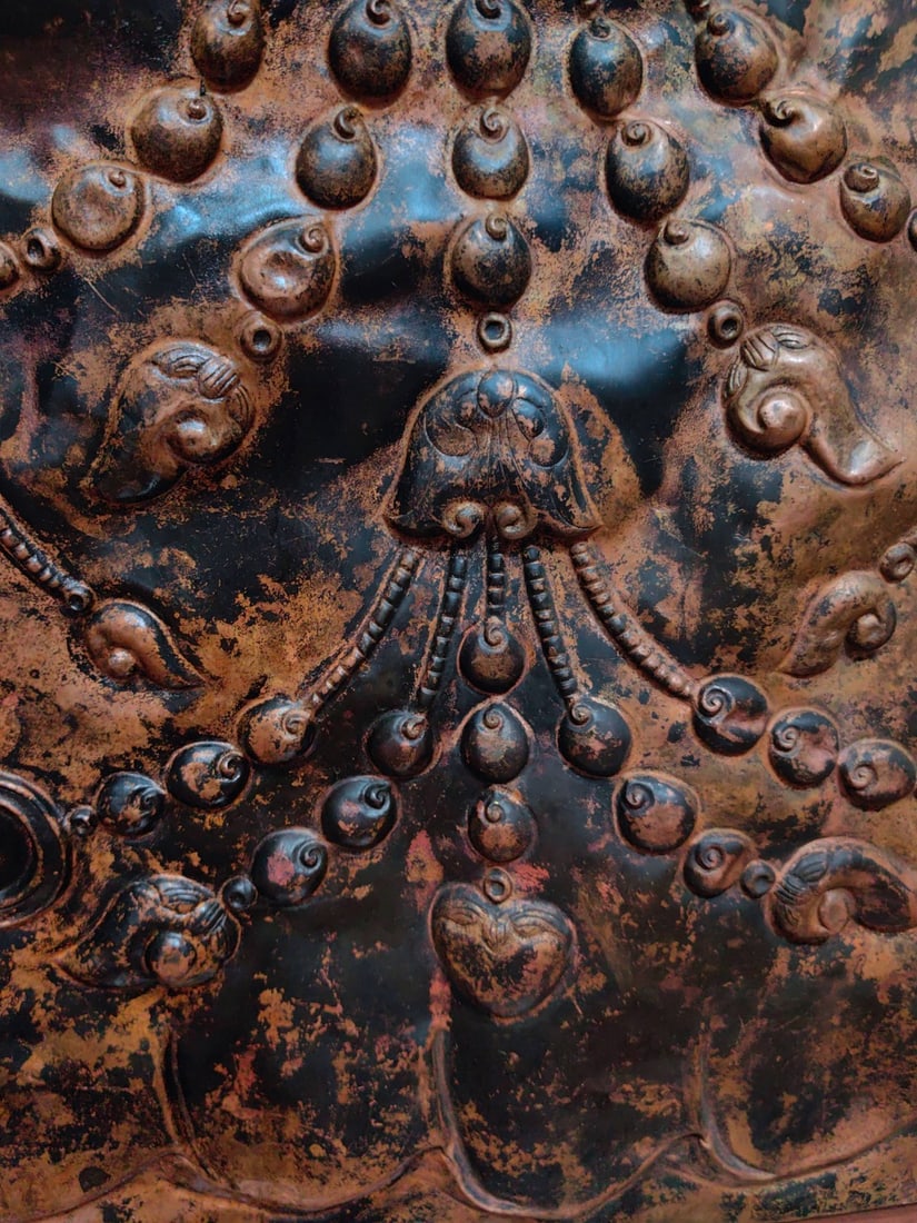 A Exquisite Red Copper Beast-Face Pattern Copper Sheet - 6
