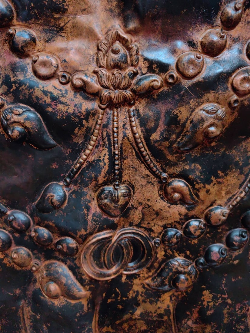A Exquisite Red Copper Beast-Face Pattern Copper Sheet - 7
