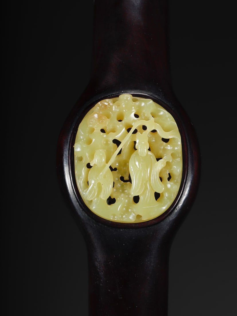 A Exquisite Hotan Yellow Jade Figures Pattern Ruyi - 6