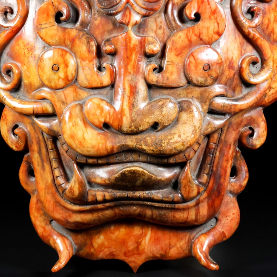A Exquisite Hotan Jade Auspicious Beast Pattern Shield - 3
