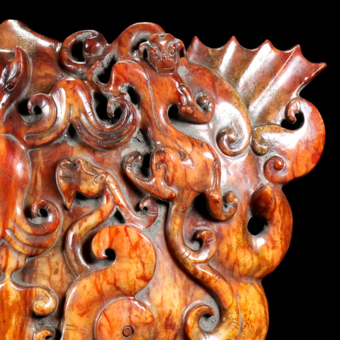 A Exquisite Hotan Jade Auspicious Beast Pattern Shield - 5